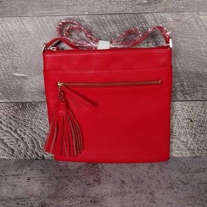 Halogen Red Leather Crossbody Bag